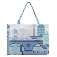 Blue City Building Fantasy Zipper Medium Tote Bag