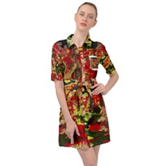 Red Country-1-2 Belted Shirt Dress by bestdesignintheworld