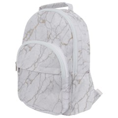 White Marble Texture Floor Background With Gold Veins Intrusions Greek Marble Print Luxuous Real Marble Rounded Multi Pocket Backpack by genx