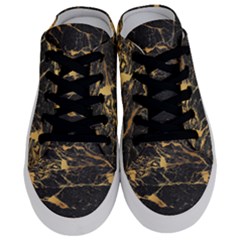 Black Marble Texture With Gold Veins Floor Background Print Luxuous Real Marble Half Slippers by genx
