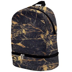 Black Marble Texture With Gold Veins Floor Background Print Luxuous Real Marble Zip Bottom Backpack by genx