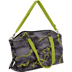 Marble Light Gray With Green Lime Veins Texture Floor Background Retro Neon 80s Style Neon Colors Print Luxuous Real Marble Canvas Crossbody Bag by genx