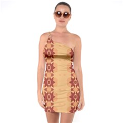 Brown Flower One Soulder Bodycon Dress