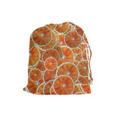 Oranges Background Texture Pattern Drawstring Pouch (large)
