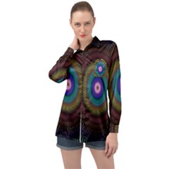 Artskop Kaleidoscope Pattern Long Sleeve Satin Shirt