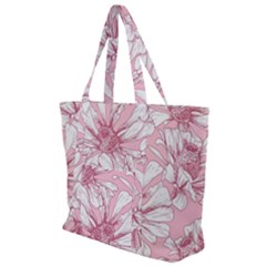 Pink Flowers Zip Up Canvas Bag by Sobalvarro