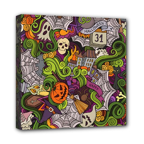 Halloween Doodle Vector Seamless Pattern Mini Canvas 8  X 8  (stretched) by Sobalvarro
