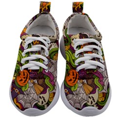 Halloween Doodle Vector Seamless Pattern Kids Athletic Shoes by Sobalvarro