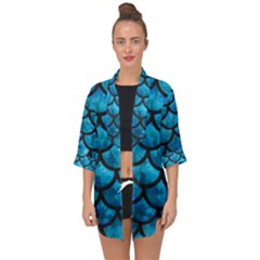 Mermaid Blue Open Front Chiffon Kimono