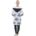 French France Fleur De Lys Metal Pattern black and white antique vintage Longline Hooded Cardigan View2
