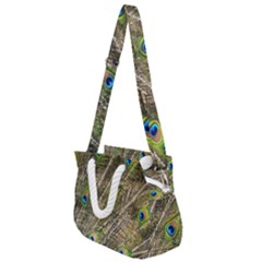 Peacock Feathers Color Plumage Green Rope Handles Shoulder Strap Bag by Sapixe