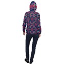 Rhombus squares and triangle                                                  Women Hooded Front Pocket Windbreaker View2