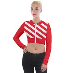 Candy Cane Red White Line Stripes Pattern Peppermint Christmas Delicious Design Long Sleeve Cropped Velvet Jacket by genx