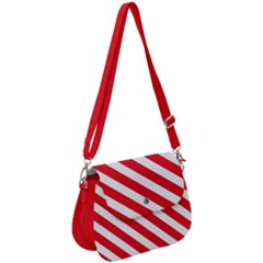Candy Cane Red White Line Stripes Pattern Peppermint Christmas Delicious Design Saddle Handbag by genx