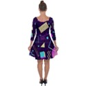 Retrowave Aesthetic vaporwave retro memphis pattern 80s design 3D geometric shapes Quarter Sleeve Skater Dress View2