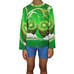 Kiwi Fruit Vitamins Healthy Cut Kids  Long Sleeve Swimwear