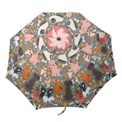 Perros Y Gatos Folding Umbrella by Mjdaluz