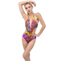 Bokeh Color Light Points Pattern Plunging Cut Out Swimsuit View1