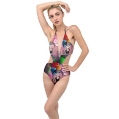 Cute Little Harlequin Plunging Cut Out Swimsuit