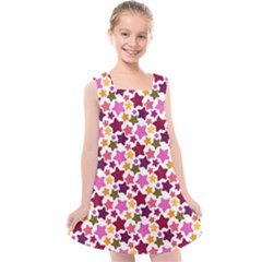 Christmas Pattern Background Green Decorative Star Snow Card Elegant Kids  Cross Back Dress