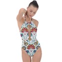 Baatik Print  Plunge Cut Halter Swimsuit View1