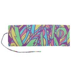 Feathers Pattern Roll Up Canvas Pencil Holder (m)