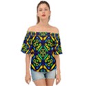 Pattern Geometric Glow Colors Lines Seamless Off Shoulder Short Sleeve Top View1