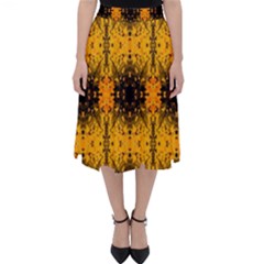 Pattern Wallpaper Background Yellow Amber Black Classic Midi Skirt