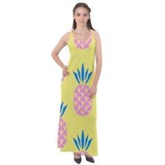 Summer Pineapple Seamless Pattern Sleeveless Velour Maxi Dress
