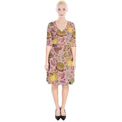 Thanksgiving Pattern Wrap Up Cocktail Dress