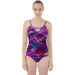 Wave Lines Pattern Abstract Cut Out Top Tankini Set by Alisyart