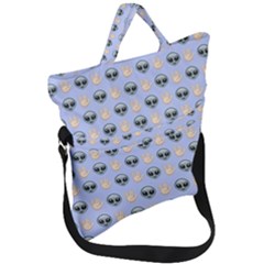 Alien Pattern Fold Over Handle Tote Bag by Sapixe