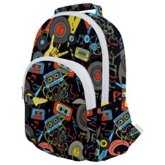 Music Pattern Rounded Multi Pocket Backpack by Sapixe