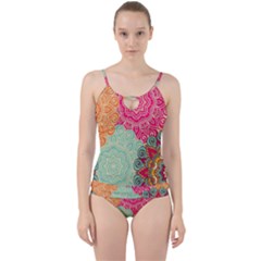 Art Abstract Pattern Cut Out Top Tankini Set by Sapixe