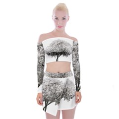 Nature Tree Blossom Bloom Cherry Off Shoulder Top With Mini Skirt Set