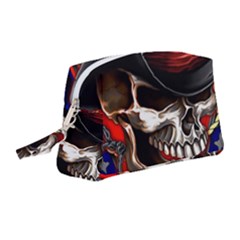 Confederate Flag Usa America United States Csa Civil War Rebel Dixie Military Poster Skull Wristlet Pouch Bag (medium) by Sapixe