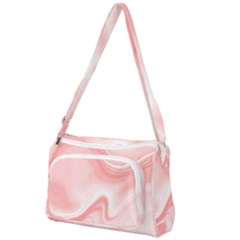 Pink Marble Print Front Pocket Crossbody Bag