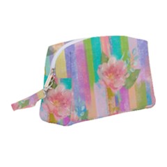 Stripes Floral Print Wristlet Pouch Bag (medium) by designsbymallika