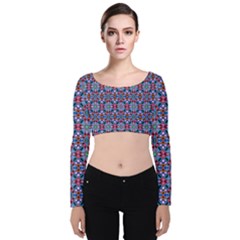 +90 Velvet Long Sleeve Crop Top