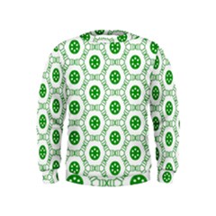 White Green Shapes Kids  Sweatshirt by Mariart