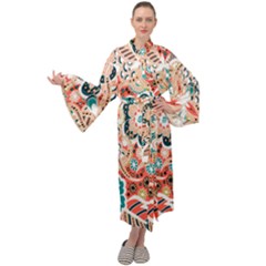 Baatik Floral Print Maxi Velour Kimono by designsbymallika