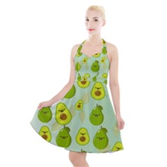 Avocado Love Halter Party Swing Dress  by designsbymallika