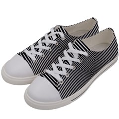 Maze Design Black White Background Women s Low Top Canvas Sneakers by HermanTelo