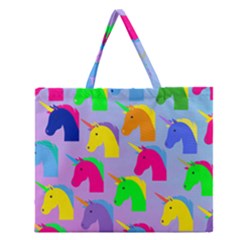 Unicorn Love Zipper Large Tote Bag by designsbymallika