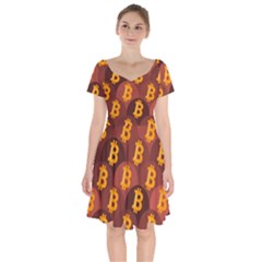 Cryptocurrency Bitcoin Digital Short Sleeve Bardot Dress by HermanTelo