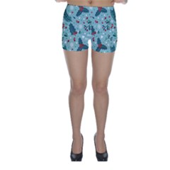 Seamless Pattern With Berries Leaves Skinny Shorts