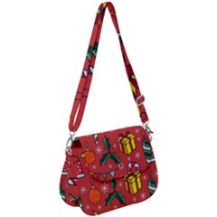 Colorful Funny Christmas Pattern Saddle Handbag by Vaneshart