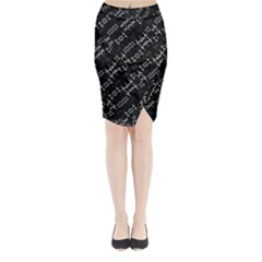 Black And White Ethnic Geometric Pattern Midi Wrap Pencil Skirt