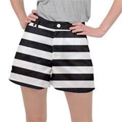 Black And White Large Stripes Goth Mime French Style Ripstop Shorts