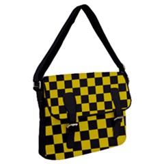 Checkerboard Pattern Black And Yellow Ancap Libertarian Buckle Messenger Bag by snek